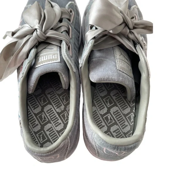 PUMA Embroidered Sneakers “Basket Heart Hyper” Ribbon Laces Women’s Size 9 - Picture 7 of 16